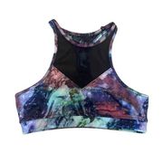 Steve Madden Womens tie dye watercolor mesh spandex sports bra extra small