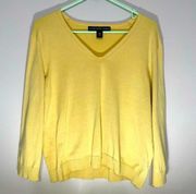 Josephine Chaus medium yellow v neck silk cotton blend top