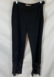 Andrea Behar Boston Proper Lace Cutout Black Pants Size 6