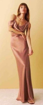 NWT Reformation Rhonda Silk Maxi Dress size 10 praline rose gold anthropologie