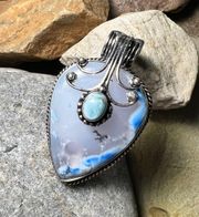 Dendritic Opal & Larimar Pendant 