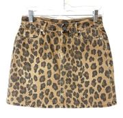 Blank NYC Denim Leopard Mini Skirt Size 25