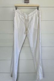 Roxy White Linen Blend Oceanside Pant Size Large NWT New