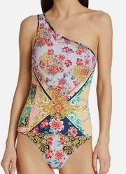 Johnny Was Raina One-Shoulder One Piece Swimsuit Large NWOT