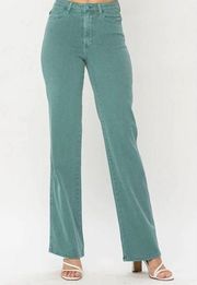 NWT Judy Blue Athena High Rise 90s Straight Leg Jeans 24W Sea Green Denim Casual