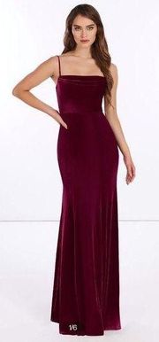 Azazie Solange Velvet Dress - Cabernet