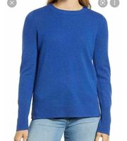 HALOGEN Crew Neck Cashmere Sweater in Blue Surf XS NEW