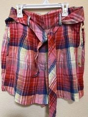 C&C California Bold Pink Plaid Linen Shorts Size 10 NWT