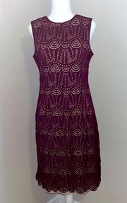 SHARAGANO lace sheath dress