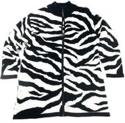 DIANE VON FURSTENBERG Vintage full zip Zebra Sweater cardigan Medium