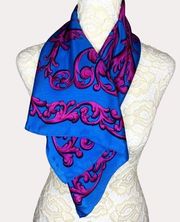 Adrienne Vittadini Silk Scarf Paisley Teal Fuchsia OS bv