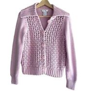 Vintage  pink chunky knit cardigan sweater size small