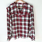 Old Navy  XXL Womens Red Classic Plaid Flannel Button Down Shirt Holiday