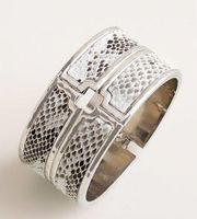 Chico's Womens Bracelet Ryan Collection Python Print Cuff Silver Black Gray NEW