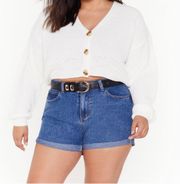 High-Waisted Blue Denim Shorts