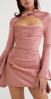 HOUSE OF CB Toira Satin Corset Mini dress in Copper Rose size Medium