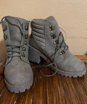 Suede Combat Chunky Heel Boot