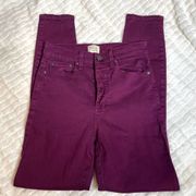 ALICE AND OLIVIA Purple Button Fly Skinny Jeans Stretchy 26 Small High Waist