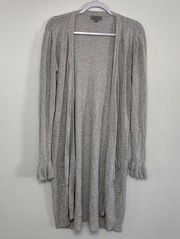 Joseph A Long Length Light Grey Open Front Cardigan Size M