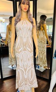 Gianni Bini Girls Beige & White Formal Sequined Dress Size 3