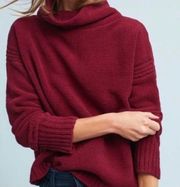 Anthropologie  Field Flower Mock Neck Chenille Sweater Burgundy Size XS