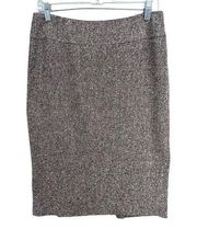 Lafayette 148 Womens Textured Pencil Skirt 8P Brown Black Silk Wool Alpaca Blend