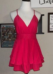 American Threads dark pink sleeveless romper with twirly skirt, size XS/S