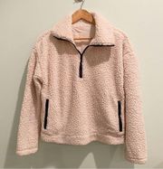 Thread + Supply 1/4 Zip Cozy Teddy Bear Sherpa Pullover Small S