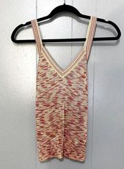 Sport Red Yellow Knit V-neck Sleeveless Criss Cross Boho Tank Top S