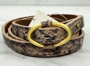 Talbots Snake Print Embossed Skinny Genuine Leather Belt Size Small S