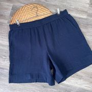 J. Jill navy blue cotton gauze shorts w/ pockets