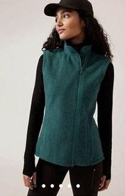 Athleta Stroll Fleece Zip Up Moto Vest Borealis Green Size XL