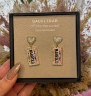 NEW IN BOX  “Getting Married” Pearl heart & license plate drop earrings