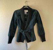 Chadwick’s vintage leather front tie jacket boho size small