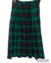 Vintage Pendleton Virgin Wool Plaid Tartan Pleated Academia Midi Skirt Size S