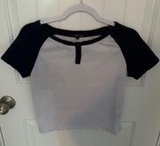 Navy Blue and White  Crop Top