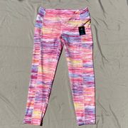 NWT Women  Moisture Wicking Pocket Leggings Medium Brushstroke Pink