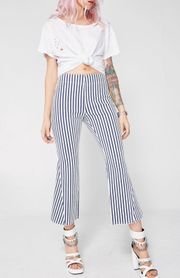 Blue & White Striped Flare Jeans