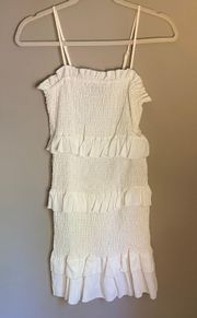 White Ruffle Bodycon Dress