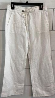 J.Crew White Linen Wide Leg Pant. Size 0