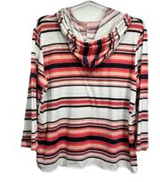 Wallflower Lightweight Coral Black Cream Striped Hoodie Size Extra Large