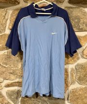 Nike Vintage Navy Blue/Baby Blue White Tag  Polo T-Shirt Tee Top