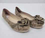 NEW Vera Wang Lavender Eri Basketweave Flats Leather Beige Size  9.5