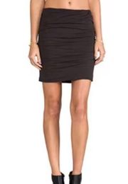 James Perse High Waist Black Ruched Mini Skirt Size 3 LARGE