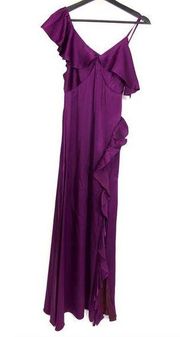 Jill Stuart Sleeveless Nina Maxi Ruffle Slit Dress Violet Size 8