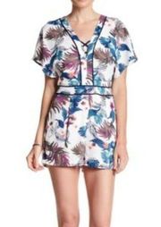 Adelyn Rae Tropical Floral Leaf Romper Size XS