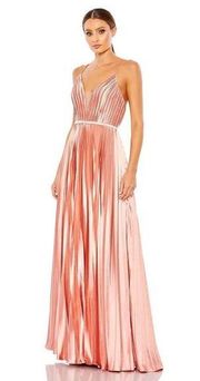 Ieena Mac Duggal NWT Plunge Neck Pleated Evening Gown in Rose/Gold Size 6
