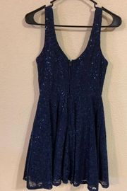 Blue sequin homecoming dress