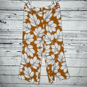 Ann Taylor Factory NWT Size 8 Orange & White Floral Print Wide Leg Crop Pants