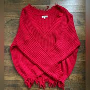 Red Distressed Sweater